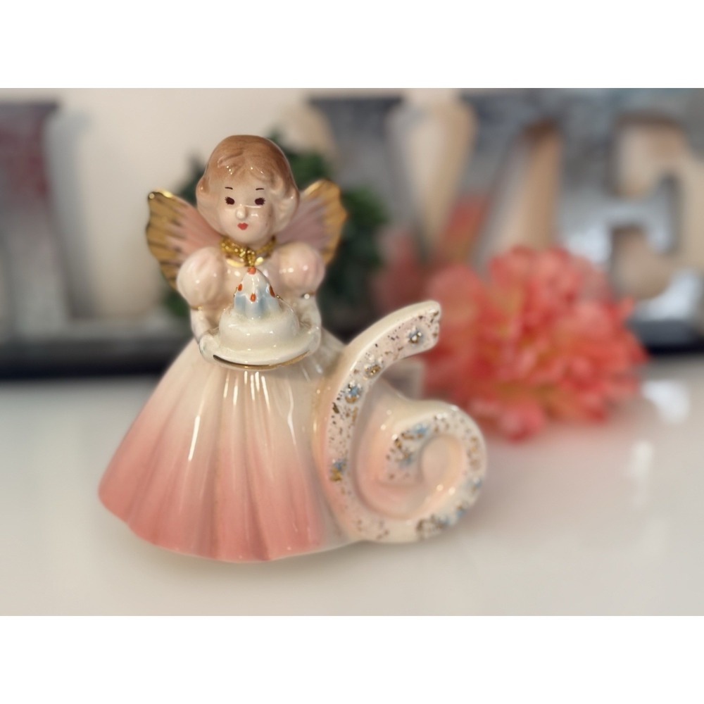Vintage Josef Originals 6th Birthday Porcelain Girl Figurine w‎ Angel Wings NWT